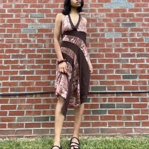 VTG Y2K ⏰ A. BYER brown halter a-line mini dress